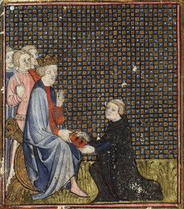 Simon de Hesdin presents his translation of the Factorum ac dictorum memorabilium libri IX or the Nine Books of Memorable Deeds and Sayings of Valerius Maximus to Charles V, king of France.