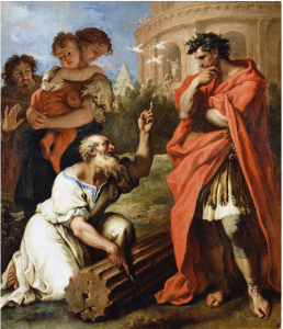 Tarquin the Elder consulting Attus Nevius the Augur by the Italian Baroque painter Sebastiano Ricci.